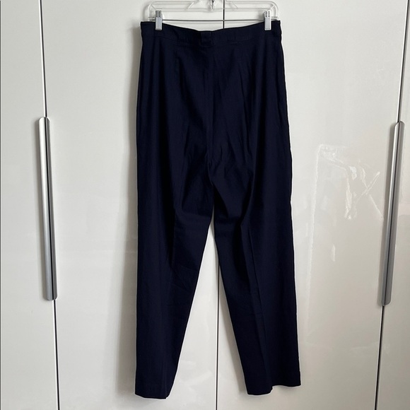 H by Halston NWOT Navy Linen Sailor High Waist Trousers Gold Button, Size 10 - Picture 5 of 9
